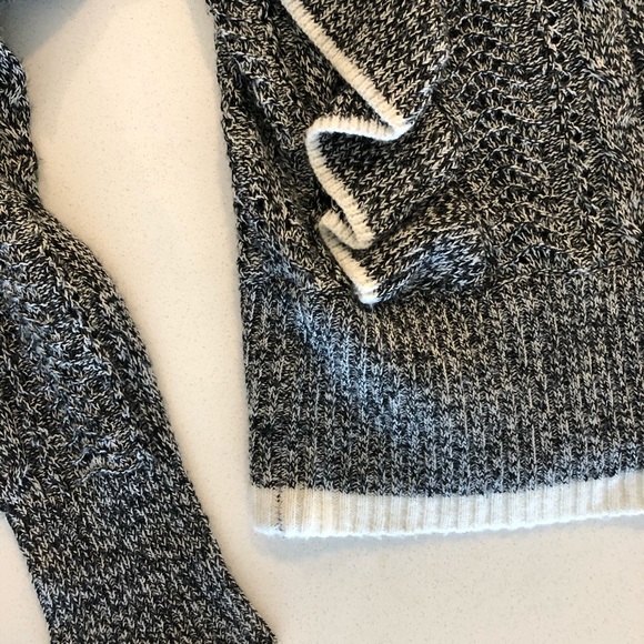 Aqua Ruffled Pointelle Sweater in Black and White - Picture 7 of 7